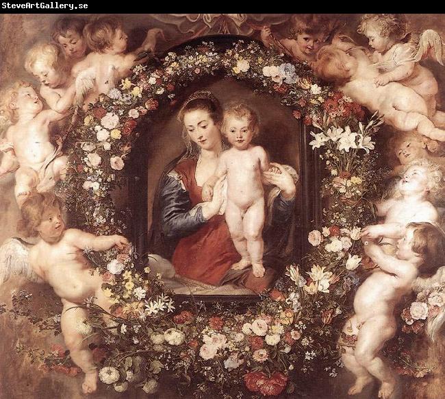 RUBENS, Pieter Pauwel Madonna in Floral Wreath